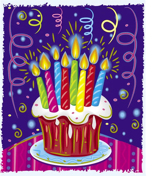 Pastel de cumpleaños con velas — Archivo Imágenes Vectoriales