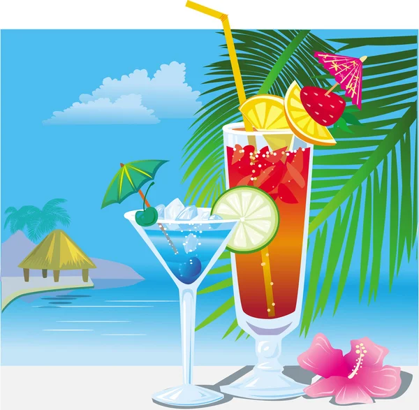 Cocktail in spiaggia — Vettoriale Stock