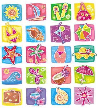 Summer icons set clipart