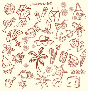 Summer images set clipart