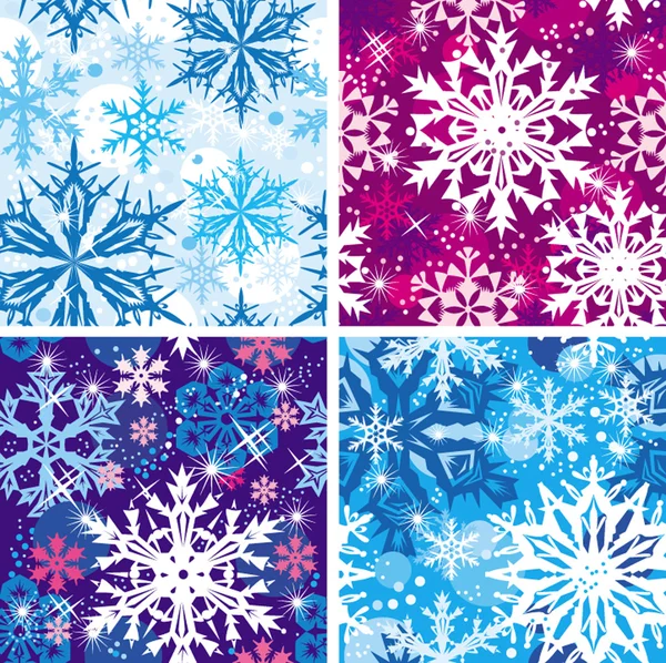 Ensemble de motifs de flocons de neige sans couture — Image vectorielle