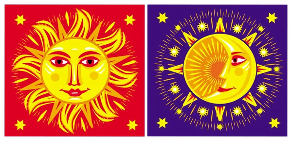 太陽と月ストックベクター ロイヤリティフリー太陽と月イラスト Depositphotos