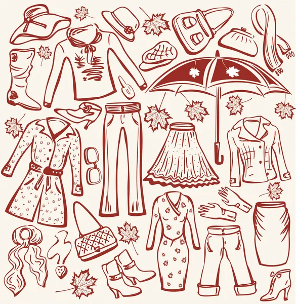 Conjunto de ropa de otoño mujer — Archivo Imágenes Vectoriales