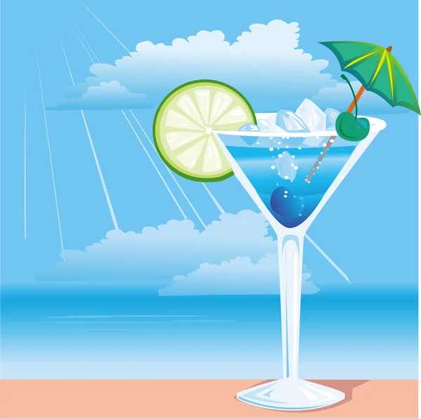 Cocktail on the beach — Stock Vector