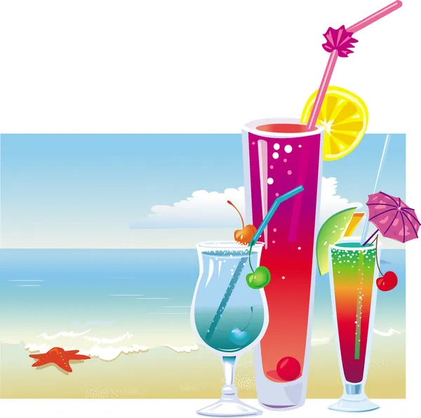 Cocktails på stranden — Stock vektor