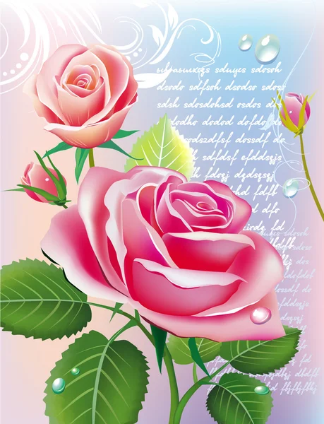 Card with roses — Stock Vector