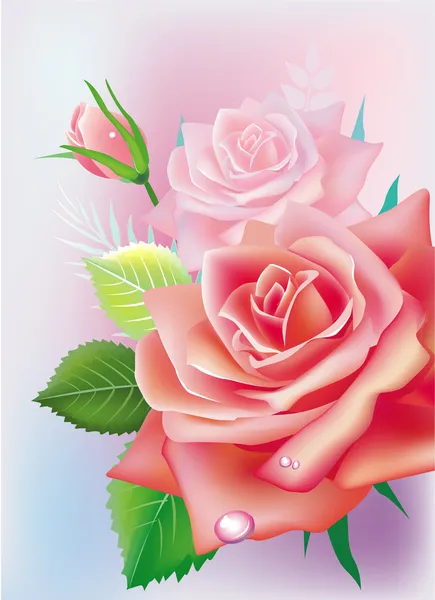 Cartão de saudação com rosas — Vetor de Stock