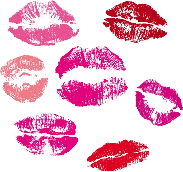 Collezione di labbra bacio stampa — Vettoriale Stock