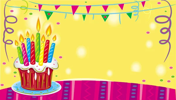 生日蛋糕加蜡烛 — 图库矢量图片