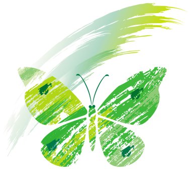 Green butterfly from line brushes