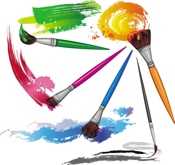 Pinceau couleur avec éclaboussures — Image vectorielle