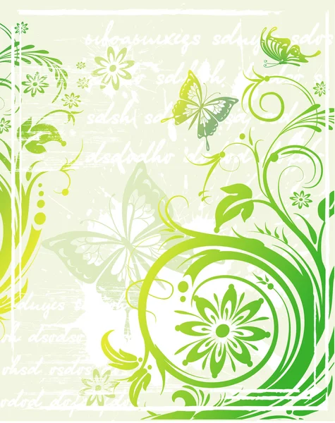ベクトルグリーンの花の背景 — ストックベクタ