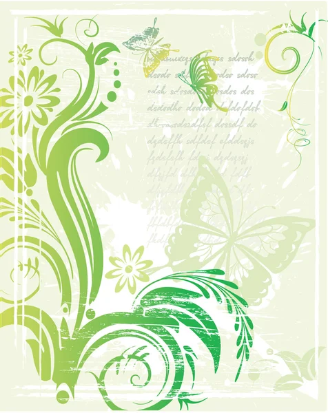 Yeşil Grunge floral arka plan — Stok Vektör