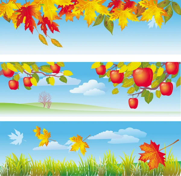 Trois bannières d'automne — Image vectorielle