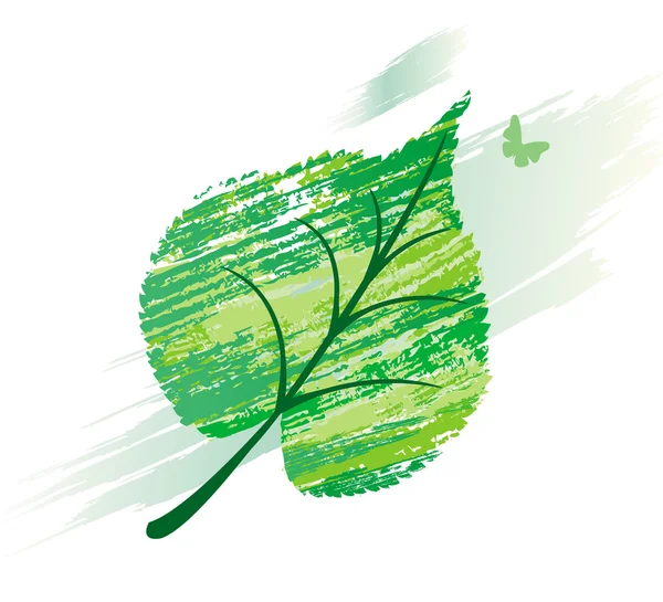 Зеленый лист из кистей — стоковый вектор