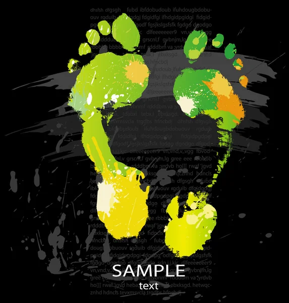 Foot print from color splashes — Stock Vector