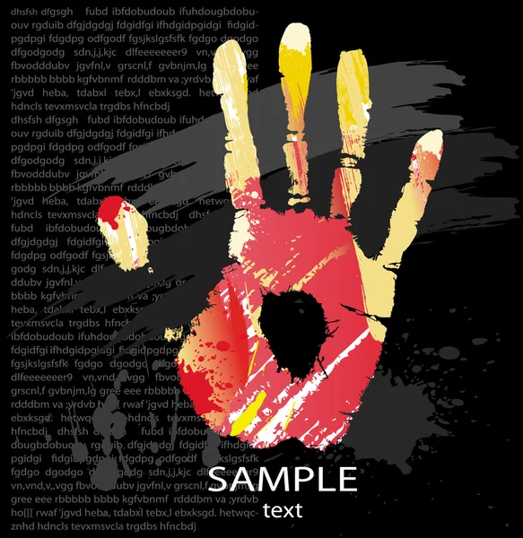 Hand print from color splashes — Stock Vector