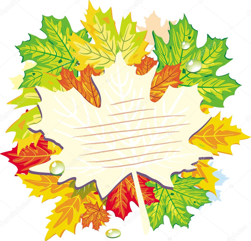 Colorful frame from maple leaves