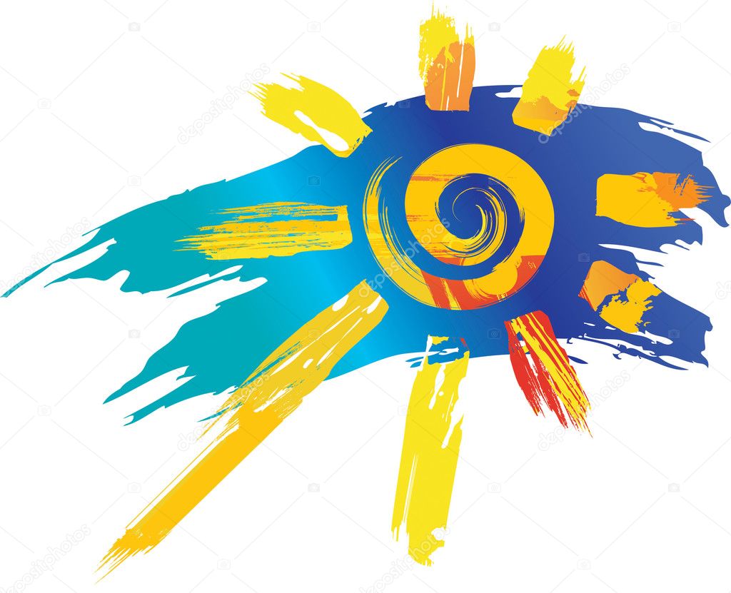 Sun symbol from color splashes