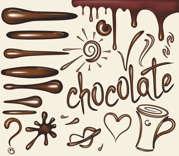Набор кистей шоколадных капель — стоковый вектор