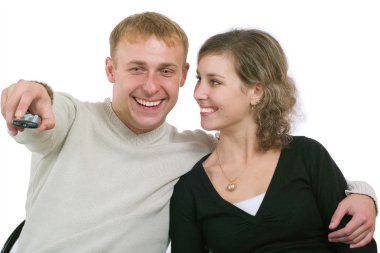 Couple Watching TV clipart