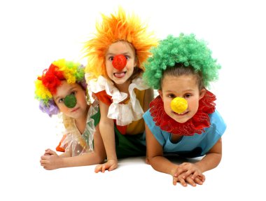 Three funny clowns clipart