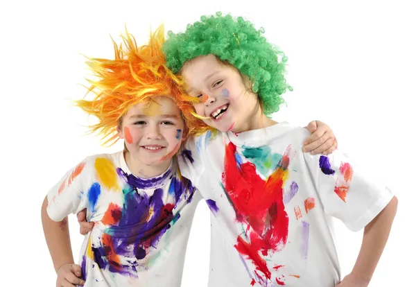 Little-messy-artists — Stock Photo, Image