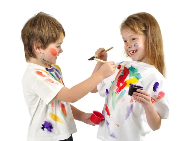 Little messy artists — Stock Photo, Image