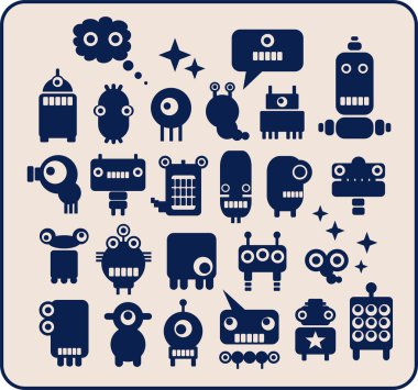 Robots, monsters, aliens collection #1. clipart