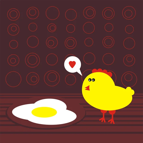 Pollo e uova fritte. (Storie di Pasqua ) — Vettoriale Stock