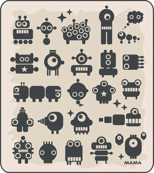 Robots, monsters, aliens collection #2. — Stock Vector