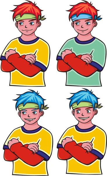 The teenager with a bandage on the head. — Stock Vector