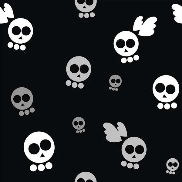 Skulls and wings on black background. — Stock Vector