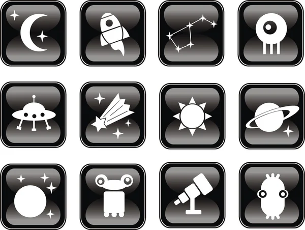 stock vector Space icons set on black.