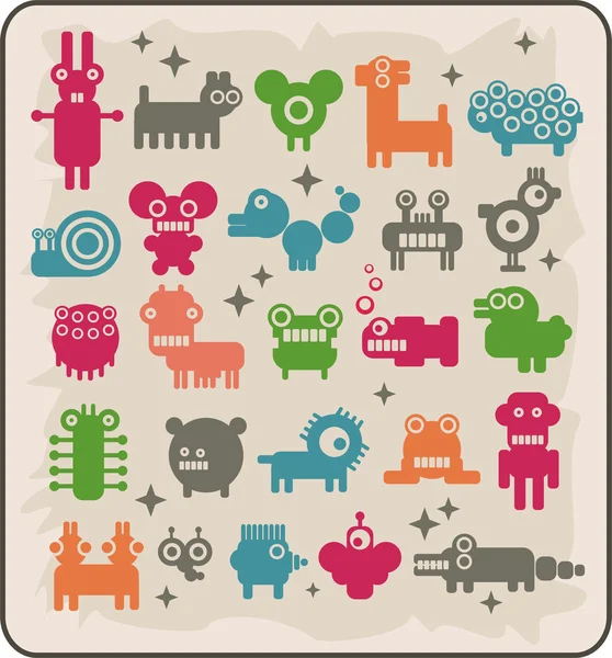 Zoo of robots from the other planet. — Stock Vector