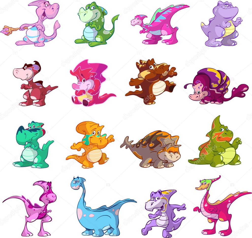 Collection of cute dinosaurs