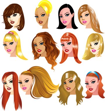 White Women Faces clipart