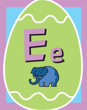 Flash Card Letter E nouns. See whole alp clipart