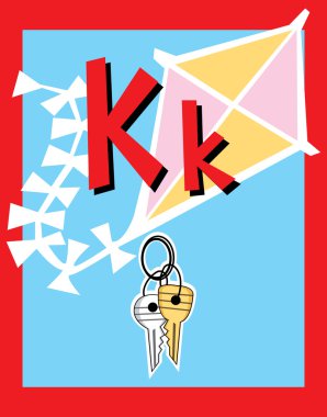 Flash Card Letter K nouns clipart