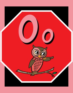 Flash Card Letter O nouns clipart