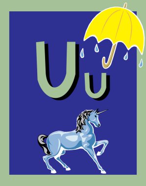 Flash Card Letter U clipart