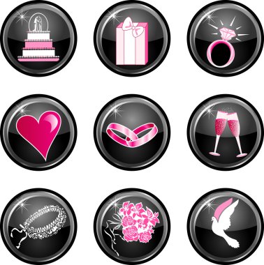 Wedding Button Icons clipart