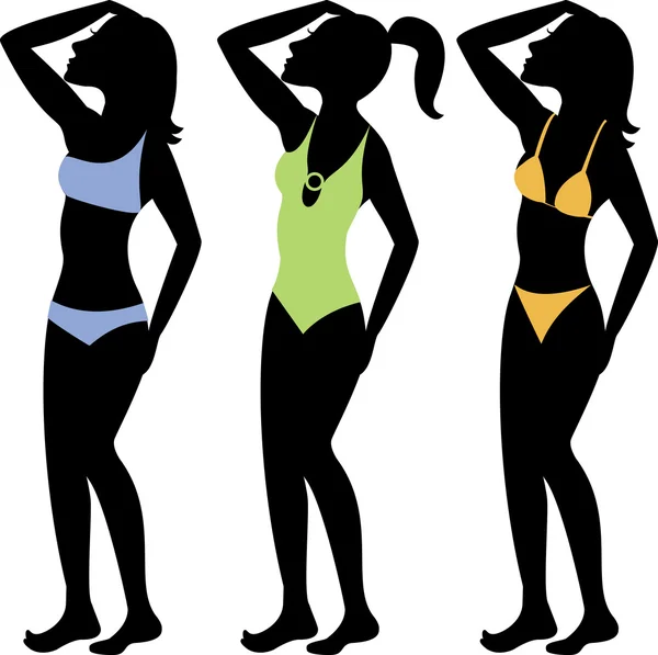 Swimsuit Silhouettes 3 — Stock Vector