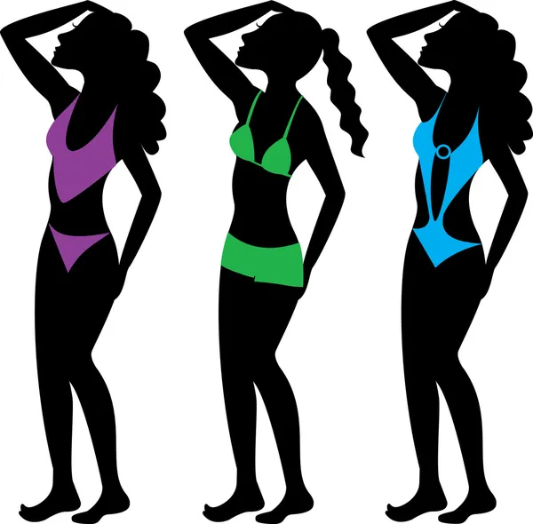 Swimsuit Silhouettes 2 — Stock Vector