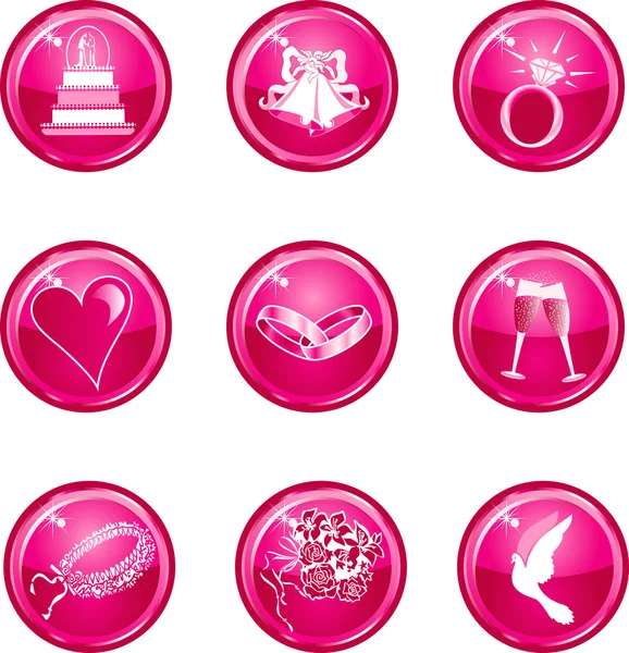 Iconos de botón de boda — Vector de stock