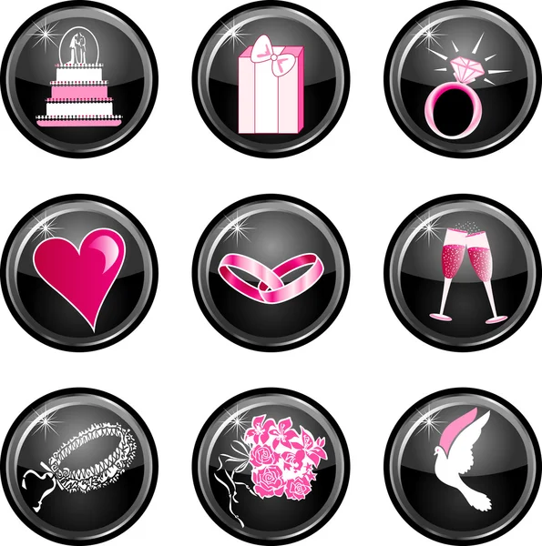 Bouton de mariage icônes — Image vectorielle