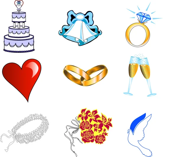 Symbole für Hochzeitstaste — Stockvektor