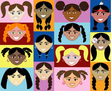 Girls Faces clipart