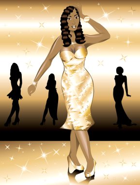 Formal Golden Gown Woman clipart