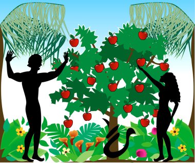 Adam & Eve Silhouettes clipart